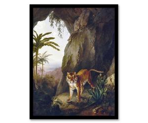 Artery8 Tiger In Cave Big Cat Oil Painting Agasse Framed Wall Art Print A3