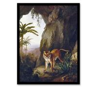 Artery8 Tiger In Cave Big Cat Oil Painting Agasse Framed Wall Art Print A4
