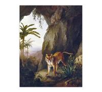 Artery8 Tiger in Cave Big Cat Oil Painting Agasse Wall Art Poster Print | Size: W24" x H32" Artery8 Multicolor W24" x H32"