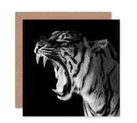 Artery8 Tiger Roar Black White Animal Photograph Big Cat Lover Card Artery8 Multicolor