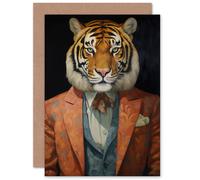 Artery8 Tiger Who Went to Tea Suit for Husband Him Dad Son Birthday Greeting Card in Black Artery8 Black