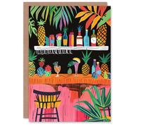 Artery8 Tiki Bar Tropical Pineapples Bold Colourful Greeting Card Birthday Artery8 Multicolor