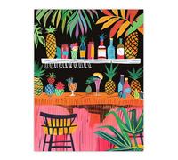 Artery8 Tiki Bar Tropical Pineapples Bold Colourful Wall Art Print | Size: W12" x H16" Artery8 Multicolor W12" x H16"