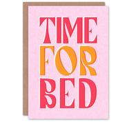 Artery8 Time For Bed Pink & Orange Bold Modern Greeting Card Artery8 Pink
