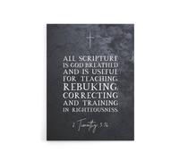 Artery8 Timothy 3 16 All Scripture Is God Bible Quote Canvas Wall Art Print in Grey | Size: W12" x H16" Artery8 Grey W12" x H16"