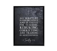 Artery8 Timothy 3 16 All Scripture Is God Bible Quote Framed Canvas Wall Art Print in Grey | Size: W18" x H24" Artery8 Grey W18" x H24"