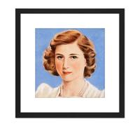 Artery8 Timym Portrait UK Princess Margaret Painting 8X8 Inch Square Wooden Framed Wall Art Print Picture with Mount in Black Artery8 Black