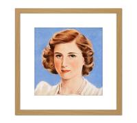 Artery8 Timym Portrait UK Princess Margaret Painting 8X8 Inch Square Wooden Framed Wall Art Print Picture with Mount in Light Oak Artery8 Light Oak