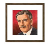 Artery8 Timym Portrait UK War Secretary Anthony Eden Painting 8X8 Inch Square Wooden Framed Wall Art Print Picture with Mount in Brown Artery8 Brown