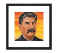 Artery8 Timym Portrait USSR Marshal Joseph Stalin Painting 8X8 Inch Square Wooden Framed Wall Art Print Picture with Mount in Black Artery8 Black