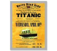 Artery8 Titanic Advertising Poster White Star Line Ocean Liner A4 Artwork Framed Wall Art Print in Light Grey Artery8 Light Grey