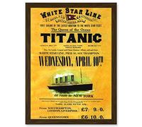 Artery8 Titanic Advertising Poster White Star Line Ocean Liner Artwork Framed A3 Wall Art Print