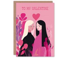 Artery8 To My Valentine Women Couple Boho Midcentury Modern Valentine's Day Card