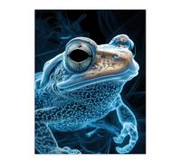 Artery8 Toad Portrait Gold Electric Blue Bioluminescent Bathroom Toilet Large Wall Art Poster Print Thick Paper 18X24 Inch