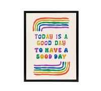 Artery8 Today Good Day To Have A Good Day Colourful Black Framed Canvas Art | Size: W24" x H32" Artery8 Multicolor W24" x H32"