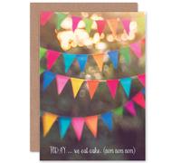 Artery8 Today We Eat Cake Cute Bunting Happy Birthday Greetings Card Artery8 Multicolor