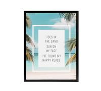 Artery8 Toes In Sand Sun On Face Beach Found Happy Place Framed Canvas Art | Size: W24" x H32" Artery8 Multicolor W24" x H32"