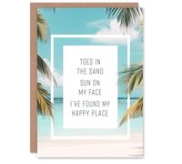 Artery8 Toes In Sand Sun On Face Beach Found Happy Place Greeting Card Artery8 Multicolor