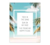 Artery8 Toes In Sand Sun On Face Beach Found Happy Place Wall Art Print | Size: W18" x H24" Artery8 Multicolor W18" x H24"