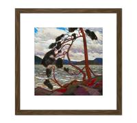Artery8 Tom Thomson The West Wind Painting 8X8 Inch Square Wooden Framed Wall Art Print Picture with Mount in Brown Artery8 Brown