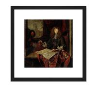 Artery8 Toorenvliet Portrait Carel Quina Knight Explorer 8X8 Inch Square Wooden Framed Wall Art Print Picture with Mount in Black Artery8 Black