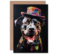 Artery8 Top Hat Black Lab Labrador for Husband Him Dad Son Brother Birthday Thank You Congratulations Blank Art Greeting Card