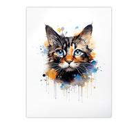 Artery8 Wall Art Print Tortoiseshell Cat Lovers Gift Watercolour Pet Portrait Painting Artwork Poster | Size: W12" x H16" Artery8 Multicolor W12" x H16"