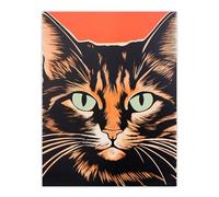 Artery8 Tortoiseshell Cat Screen Print Risograph Artwork Spot Block Colour Duotone Orange Retro Riso Interior Design Unframed Wall Art Print Poster Home Decor Premium