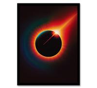 Artery8 Total Solar Eclipse Orange Blue Ring Fire Design Living Room Artwork Framed Wall Art Print 18X24 Inch