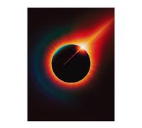 Artery8 Total Solar Eclipse Orange Blue Ring Fire Design Living Room Large Wall Art Poster Print Thick Paper 18X24 Inch