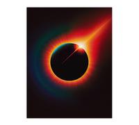 Total Solar Eclipse Orange Blue Ring Fire Design Wall Art Print Artery8 Orange W24 inch x H32 inch
