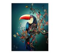 Artery8 Toucan Bird Flowering Tree Branch Surreal Fantasy Living Room Large Wall Art Poster Print Thick Paper 18X24 Inch