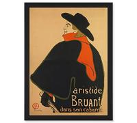 Toulouse Lautrec Aristide Bruant In His Cabaret Artwork Framed Wall Art Print A4 Artery8 Black One Size