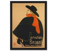 Toulouse Lautrec Aristide Bruant In His Cabaret Artwork Framed Wall Art Print A4 Artery8 Black One Size