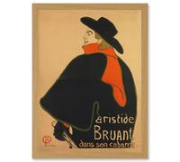 Toulouse Lautrec Aristide Bruant In His Cabaret Artwork Framed Wall Art Print A4 Artery8 Light Oak One Size