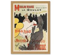 Toulouse-Lautrec Dancer La Goulue Moulin Rouge Vintage French Advert Artwork Framed Wall Art Print A4 Artery8 Light Oak One Size