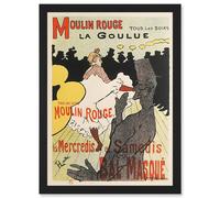 Toulouse-Lautrec Dancer La Goulue Moulin Rouge Vintage French Advert Artwork Framed Wall Art Print A4 Artery8 Black One Size