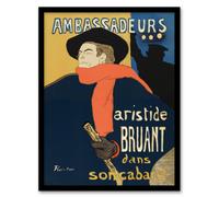 Artery8 Toulouse Lautrec Framed Wall Art Print Ambassadeurs Aristide Bruant - A3 Size