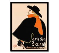 Artery8 Toulouse Lautrec Framed Wall Art Print Aristide Bruant in his Cabaret in Orange | Size: A3 Artery8 Orange A3