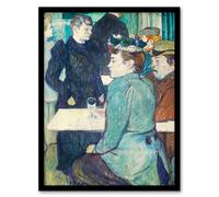 Artery8 Toulouse Lautrec Framed Wall Art Print Corner in Moulin de la Galette in Blue | Size: A4 Artery8 Blue A4