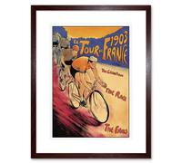 Artery8 Tour De France 1903 Bicycle Race Sport Cycling Colourful Vintage Illustration Poster Ad Artwork Framed Wall Art Print 12X16 Inch in Brown Artery8 Brown