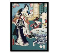 Artery8 Toyohara Kunichika Framed Wall Art Print Spring Outing In A Villa - A3 Size