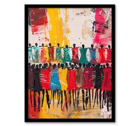 Traditional African Choir Colourful Oil Painting Framed Art Print Artery8 Multi W12 inch x H16 inch