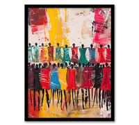 Artery8 Traditional African Choir Colourful Oil Painting Living Room Artwork Framed Wall Art Print 18X24 Inch