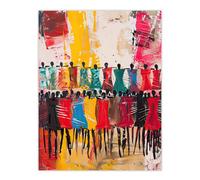 Artery8 Traditional African Choir Colourful Oil Painting Living Room Large Wall Art Poster Print Thick Paper 18X24 Inch