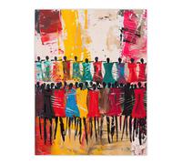 Artery8 Traditional African Choir Colourful Oil Painting Wall Art Print | Size: W12" x H16" Artery8 Multicolor W12" x H16"