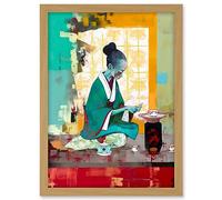 Artery8 Traditional Japanese Tea Ceremony Scene Artwork Framed A3 Wall Art Print