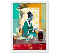 Artery8 Traditional Japanese Tea Ceremony Scene Artwork Framed Wall Art Print A4