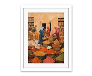 Artery8 Traditional Rural Indian Food Market Watercolour Artwork Spices Herbs Artwork Framed Wall Art Print 18X24 Inch