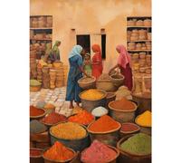Artery8 Traditional Rural Indian Food Market Watercolour Artwork Spices Herbs Premium Wall Art Canvas Print 18X24 Inch
